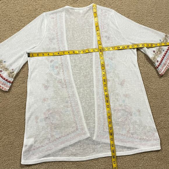 Andree By Unit White Floral Embroidered Kimono Top Size Small - Picture 5 of 5